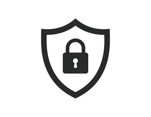 Shield with a lock graphic.  Security icon