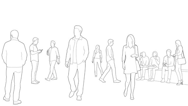 CAD People Outlines Vector | Standing, Walking, Talking Human Figures for Architectural and Landscape Design