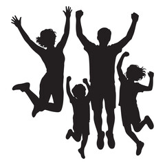 Silhouette of Family Walking Together Holding Hands