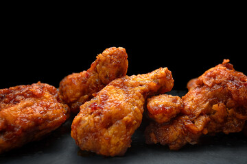 Crispy fried chicken drumsticks barbecue