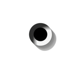 A grayscale image of a hollow tube.  A smooth,  simple tube,  circular in profile.  Slight shading  creates depth