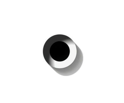 A grayscale image of a hollow tube.  A smooth,  simple tube,  circular in profile.  Slight shading  creates depth
