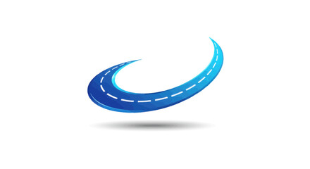 Obraz premium Abstract Blue Road Curve Logo Design, Swirling Path Icon.