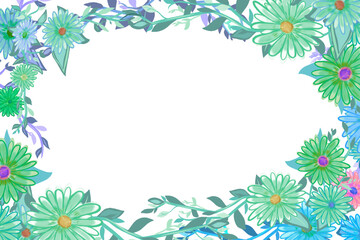 frame with flowers without background