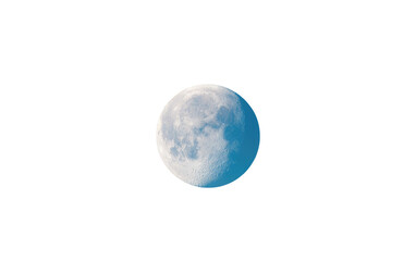 Pixelated image of a moon, pale blue-white, with a slightly textured surface.  Dark background.  Visible pixelation