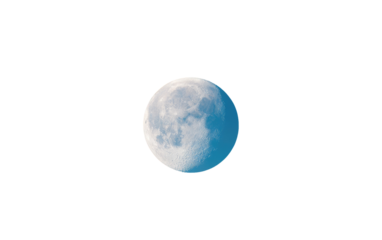 Pixelated image of a moon, pale blue-white, with a slightly textured surface.  Dark background.  Visible pixelation