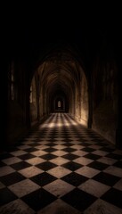 Fototapeta premium Perspective view down a gothic corridor