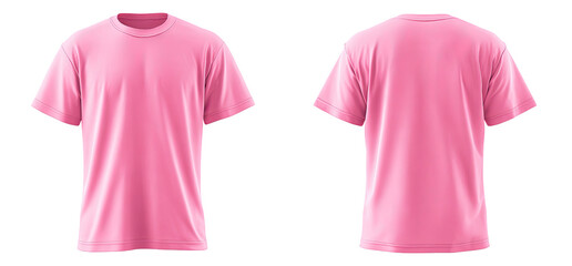 Front and back view of a solid pink short-sleeve t-shirt