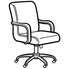 Line art vector of rolling leather chair