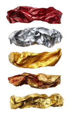 Crumpled fabrics in vibrant colors, vertically stacked