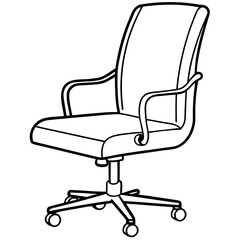 Line art vector of rolling leather chair
