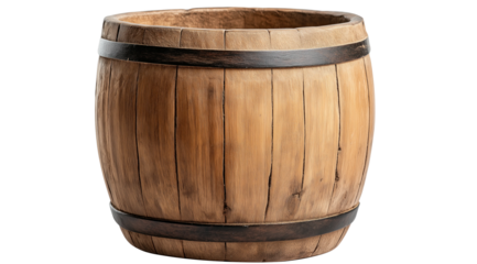 Rustic Wooden Barrel for Home Decor, png element with transparent bg