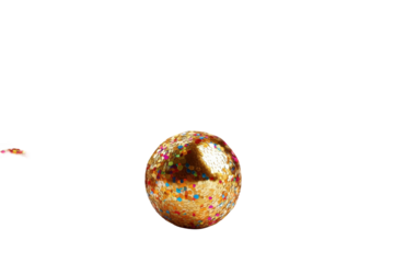 Golden sphere with colorful confetti