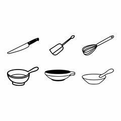 Illustration of various kitchenware items