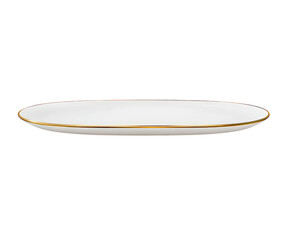 Oval white plate with gold rim