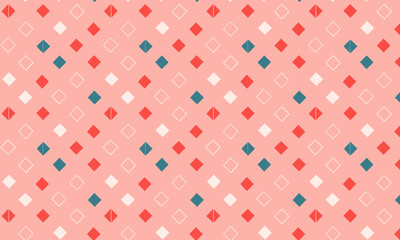 Simple Diamond Seamless Pattern. Cute Geometric Background in Pink, Coral, and Teal