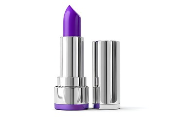 Obraz premium Discover vibrant, luxurious purple lipstick with a sleek silver case, perfect for creating bold, modern makeup looks that command attention and express individuality.