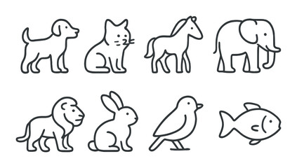 Illustrations of eight animal silhouettes on a textured background