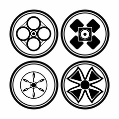 Abstract geometric shapes in a circle decorative design elements