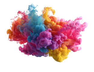 Abstract ink explosion. Colorful ink swirling in fluid motion