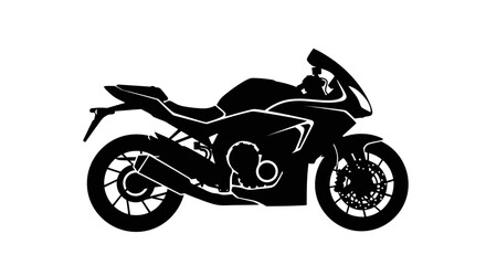 Obraz premium Silhouette of a black motorcycle on a white background, side view.