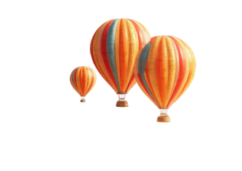 Three colorful hot air balloons against a black background