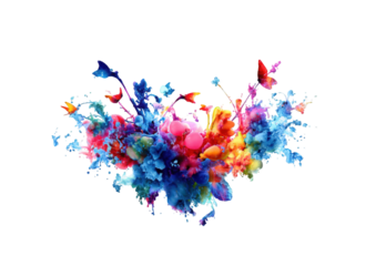 Colorful abstract heart-shaped ink explosion