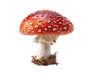 Red mushroom against black background