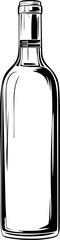 Obraz premium Illustration of a glass wine bottle in black and white, artistic drawing. Vector illustration