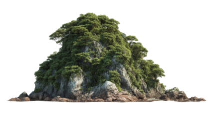 Lush island rock formation
