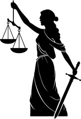 silhouette of lady justice vector