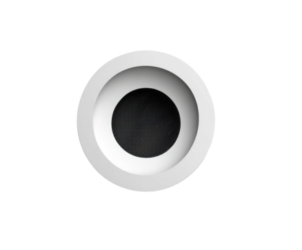 Circular white frame with a dark center hole
