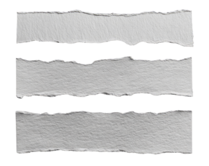 Three horizontal strips of torn white paper (3)