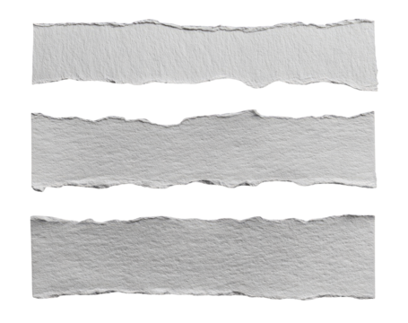 Three horizontal strips of torn white paper (3)