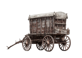 Vintage wooden wagon against black background