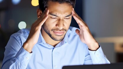 Stressed person working late night