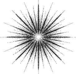 Obraz premium Abstract black halftone starburst pattern on white background. Vector illustration