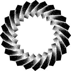Geometric circular pattern with black and white gradient effect, abstract design. Vector illustration