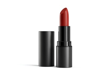 Obraz premium Experience vibrant, bold lips with this classic red lipstick, elegantly presented in a sleek black case, perfect for any makeup collection.