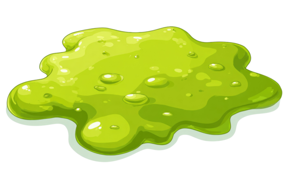 Bright lime green, amorphous blob, uneven surface, cartoonish, gooey substance,  like a puddle