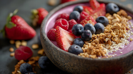 fresh and healthy bowl with colorful fruits