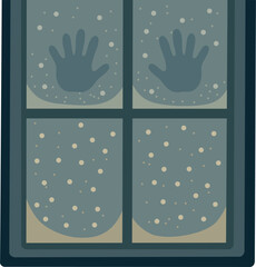 Obraz premium Handprints on Snowy Window