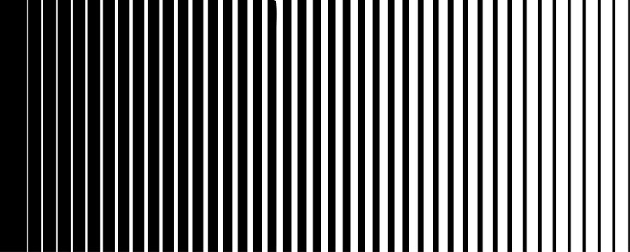 Abstract line fade pattern. Fading line halftone gradient texture. Black diagonal stripe gradation background. Thin to thick vanishing slanted pattern backdrop.