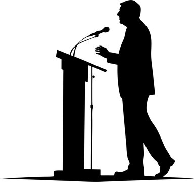 recommend clip art: silhouette of a man speaking at podium