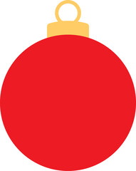 Red Christmas ball isolated on transparent background. Icon of flat style. Symbol single for design. Vector illustration in eps format.