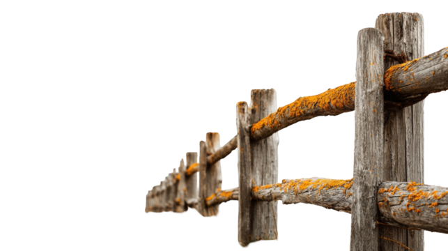 Rustic wooden fence stretching into distance