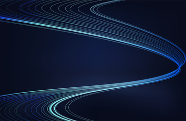 Abstract glowing wave lines on a dark blue background. Dynamic wave pattern. Abstract background with flowing particles. Dynamic waves. vector illustration.