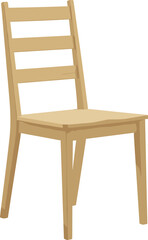 Vector illustration of simple wooden chair with slatted backrest and flat seat, minimal furniture design for home, office, dining, interior, decoration use