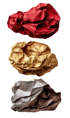 Crumpled paper in three colors, vertically arranged