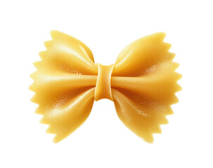 Single bow-tie pasta, close-up, golden-yellow color,  isolated on black background